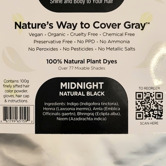 Henna Hair Color For All MIDNIGHT BLACK 100% Natural Organic Plant Dye Vegan NEW - Picture 7 of 10